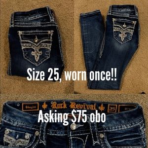 Dark wash rock revival jeans